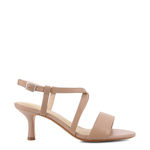 Amali Buckle Leather Heels | Beige | Womens Heeled sandals