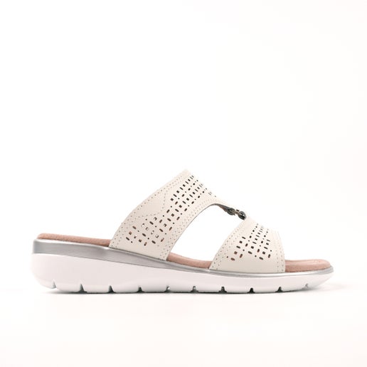 Bianca Leather Slides | White | Womens Flat sandals