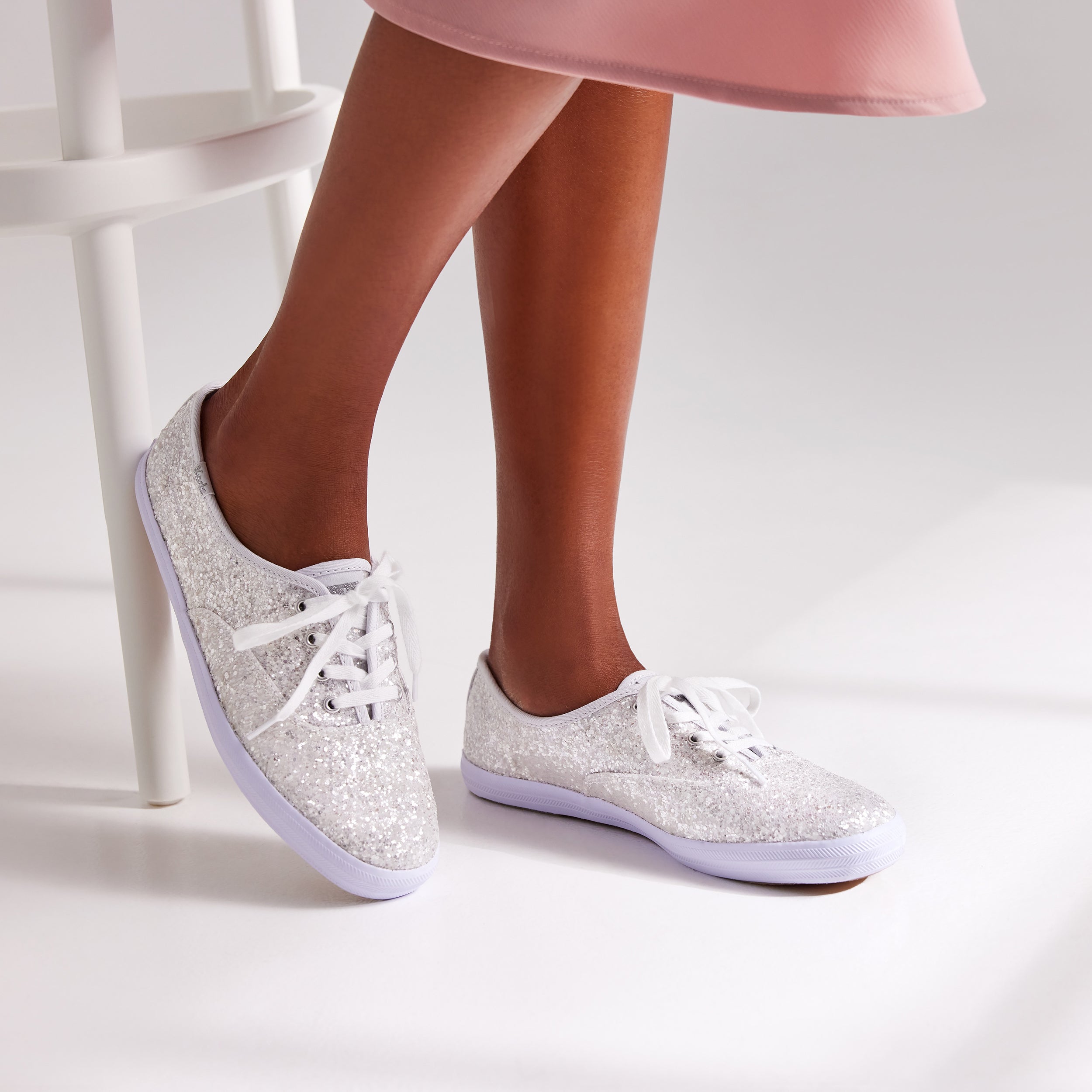 Keds kate spade white glitter hotsell