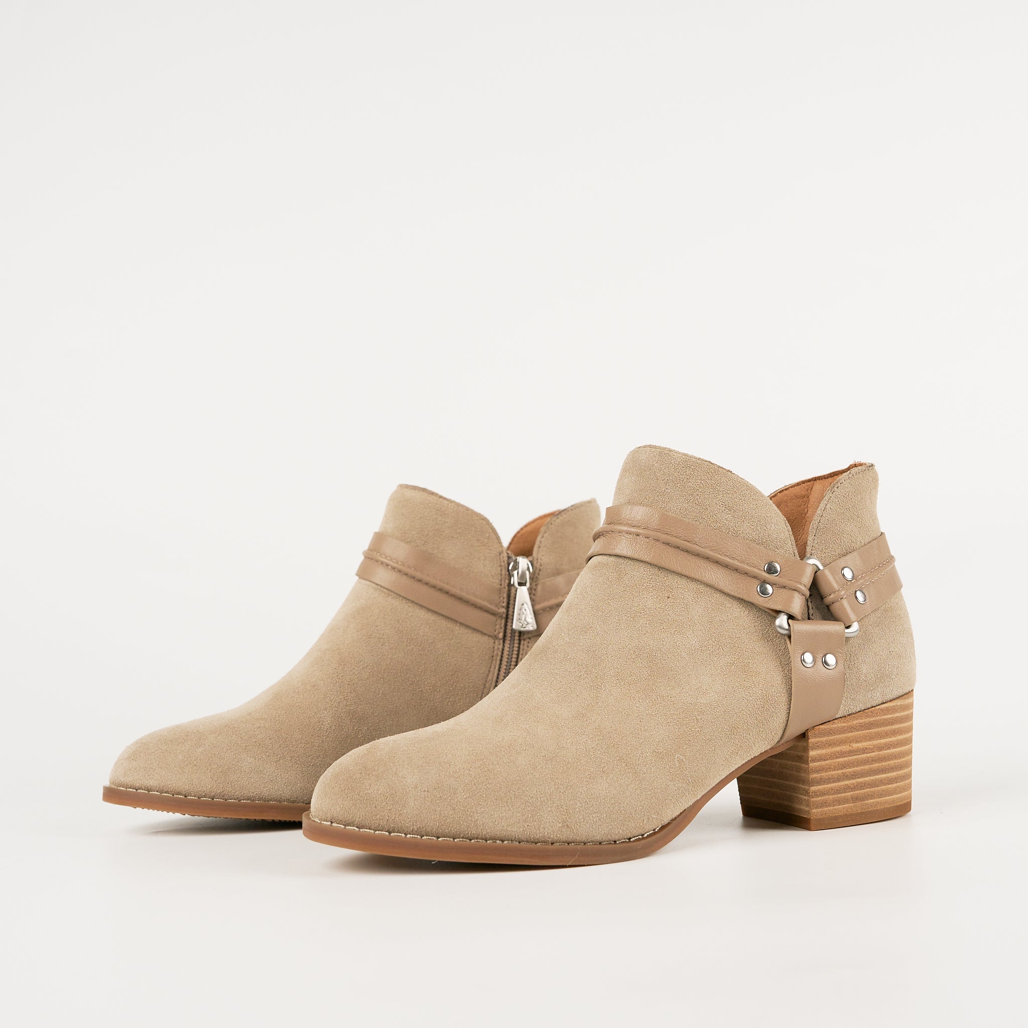 Taupe leather ankle fashion boots