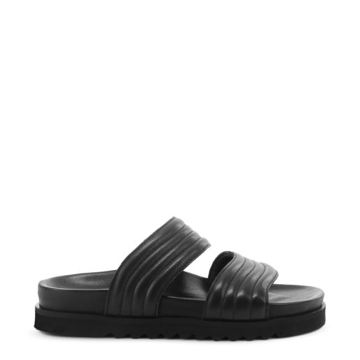 Gemma Leather Slides | Black | Womens Flat sandals