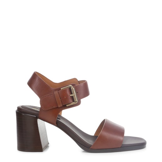 Landra70 Leather Block Heels | Tan | Womens Heeled sandals