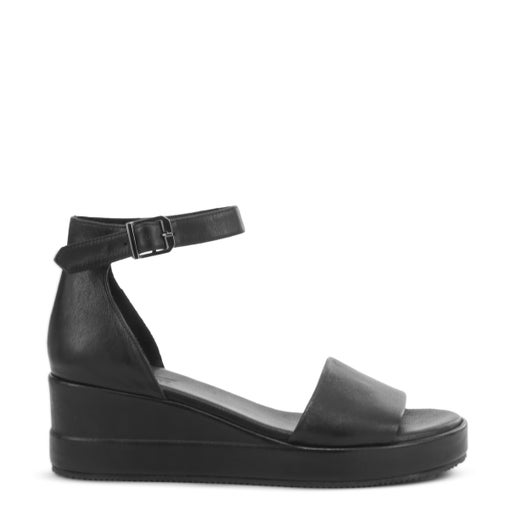 Lior Leather Wedges | Black | Womens Heeled sandals