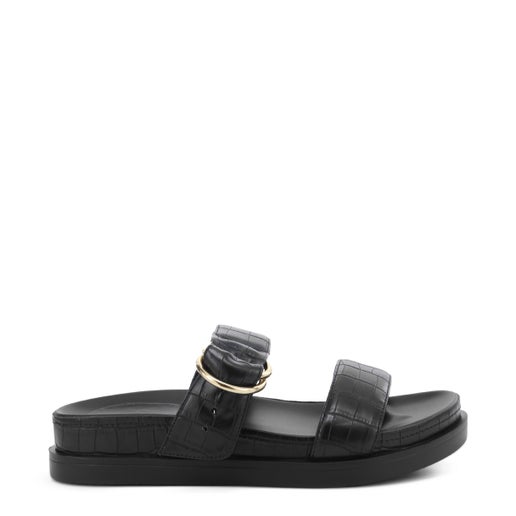 Oslo Slides | Black | Womens Flat sandals