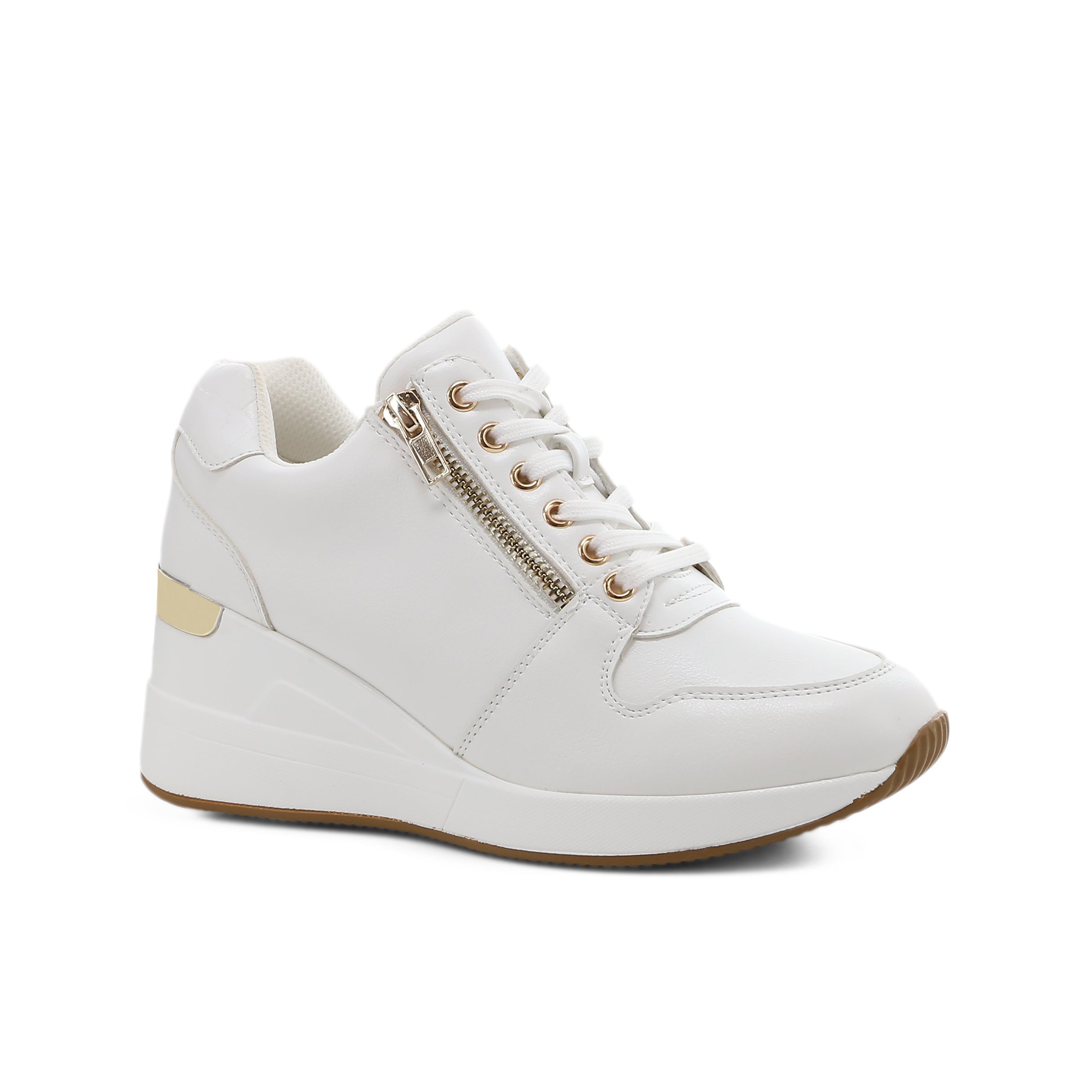 Womens fashion white wedge sneakers