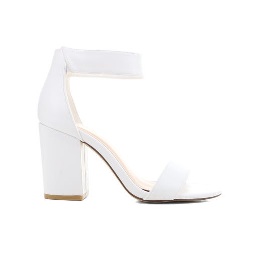 Saffy Block Heels - Wide Fit | White | Womens Heeled sandals