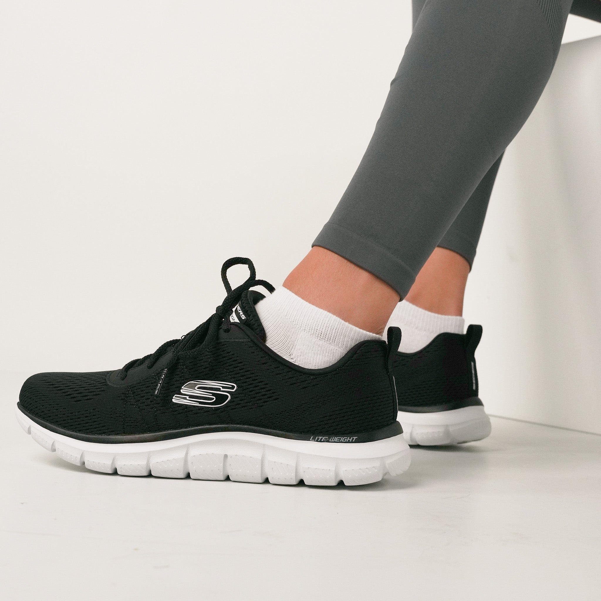 Skechers Track New Staple Trainers Black white Womens Running